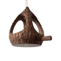Resin Bird Feeder House Natural Look Bird Food Container Creative Bird Feeding Station  Yard ruda