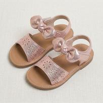 Girls' Shiny Butterfly Knot Velcro Sandals - Soft Sole, Non-Slip, Open Toe Summer Style 21