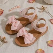 Girls' Bow Knot Velcro Sandals: Non-Slip Soft-Soled Summer Footwear for Toddlers & Small Children, Korean Princess Style 20