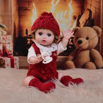 Cloveray Reborn Doll, 18-inch, Cute, Clothesable Baby Doll, Big Round-Eyed Vinyl Doll, Collectible Doll, Perfect Gift for Christmas, Birthday, New