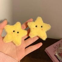 Yellow Star Hair Clips Set Soft Plush Bangs Side Hair Updo Hairpins for Cute Casual Stylish Hairstyles Playful Hair Accessories