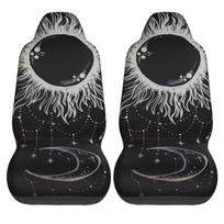 The Sun and The Moon Pattern Print Car Seat Covers Set 2 Pcs Elastic Auto Interior Car Accessories Protectors Non-Slip Auto Cove juoda