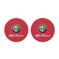 2Pcs Car Coasters Leather Water Cup Holder Mat For Alfa Romeo 4C 159 Spider Car Interior Anti Slip Water Cup Pad Tire Valve Caps