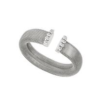 Hong Kong-Style European & American 18K Gold Titanium Steel Mesh Bracelet with Zircon - Retro Open Cuff Bangle in C-Shape.