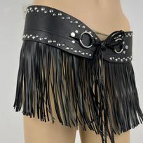 Black Rrivet Belt Spicy Girl Pu Tassel Waistbands Trendy Skirt Decoration  Dress Decoration Style 1