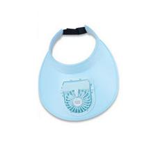 USB Rechargeable Cooling Fan Hat Large Brim Portable Empty Top Sunscreen Cap Breathable Anti UV Protection Women Sun Hat mėlyna