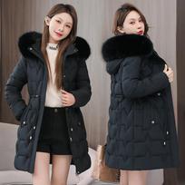 Winter Women Parka Fur Hooded Jackets Thicken Warm Cotton-padded Puffer Coat Casual Long Parkas Clothes Loose Outerwear S juoda