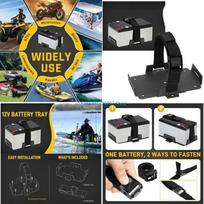 Y2GD Aluminum Battery Tray For 12V 6V 6ah-15ah Batteries With Adjustable Strap Suitable For Boats And Motorcycles