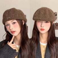 Fashion Warm Winter Berets Hat Solid Color Retro French Artist Hat All Matched Elegant Plain Cap Lady