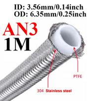 1~6M AN3 3AN Nylon Stainless Steel PTFE Brake Hose E85 Car Fuel Oil Turbo Cooler Line Pipe Tube + Swivel Hose End Fittings Set 1M AN3 SS Hose