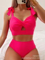 Solid color split swimsuit bikini European and American sexy women's swimsuit bikini S
