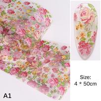 100cm Flower Rose Nail Transfer Foils Sticker Paper Floral Stickers Nails Wraps Tulip Nail Art Stickers DIY Floral Nail Design