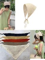 Retro Y2K Crochet Triangle Scarf & Hairband: Spicy Japanese Knit, French Tie-Up Headscarf