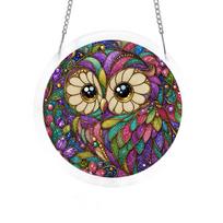 Acrylic Suncatcher Window Hanging Decor Butterfly Mosaic Pattern Round Shape 2D Design with Metal Chain for Home Office Decoration One Size