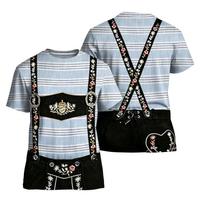 Men's Oktoberfest Vintage Texture Print Short Sleeve T Shirt Loose Fit Casual Summer Daily Wear Top with Graphic Suspenders and Embroidery XL raudona