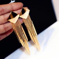 Trendy Geometric Tassel Stud Earrings auksas