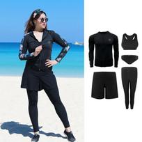 Korean Style Women's Plus Size 5-Piece Snorkeling Wetsuit - Long Sleeve, Long Pants, Sun Protection, Quick Dry 4XL