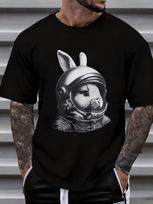 Astronaut Rabbit Graphic T-Shirt Unisex White Crewneck Streetwear Fashion T-Shirt S