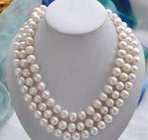 50 inch Huge   8-9MM south sea white baroque pearl necklace