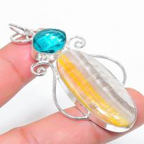 Natural Bumblebee Jasper,Tourmaline Stone 925 Sterling Silver Pendant 2.52  Q8V50
