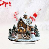 Christmas Gingerbread House Tabletop Ornament 17x20cm Decorative Prop Acrylic Xmas Village Miniature gray