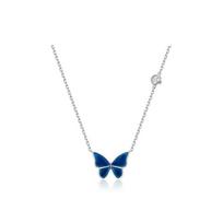 Blue Drop Glue Butterfly Collarbone Chain Women's New Necklace Niche Design Sense Summer
