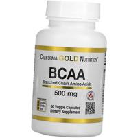BCAA, Aminorūgštys, BCAA Šakotosios grandinės aminorūgštys 500, California Gold Nutrition 60 kapsulių (28427001) 60vcaps