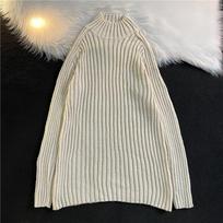 Unisex Hong Kong-Style High Collar Winter Sweater: All-Match Harajuku Inspired Pullover. XL abrikosas