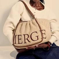 Alphabet straw bag large capacity lazy tote bag new versatile commuter shoulder bag