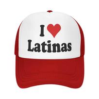 I Love Latinas Trucker Hat Adjustable Mesh Baseball Cap Casual Polyester Summer Sports Style One Size white