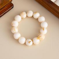 Maillard Smudged Acrylic Arc Splicing Bracelet, Light Luxury Resin Round Bead Elastic Bracelet.