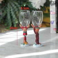 2pcs Cartoon Lovely Christmas Elk Deer High Legged Glass Cup Red Wine Party Cup Christmas Day Originality Gift Wine Glasses 201-300ml
