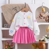 Girls' Stylish Top & Skirt 2-Piece Outfit Set 4Y balta