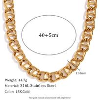 MamacitaSlay 316L Stainless Steel 11mm Wide Pig Nose Buckle Chain Waterproof 18K Gold Plated Neck Jewelry Punk Style Necklace 40cm auksas