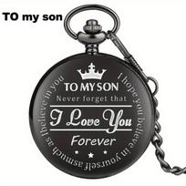 1 Pcs To My Husband Pocket Watch Fob Chain Necklace Flip Watches Men Valentine's Day Gift Clock