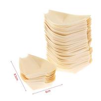 50pcs Food Trays Sushi Wood Boat Natural Bamboo Disposable Kayak Salad Dessert Pine Cake Boat Snack Bowl Mat Sushi Plate Tray