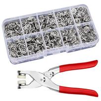 ABUL-Set Of 100 Press Studs, Metal Press Studs Set With Pliers, Seamless Press Studs,Children's Pocket Cap,Starter Set 9.5 Mm sidabras