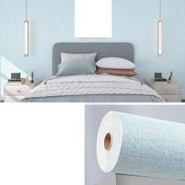 1PC 2.8m/110.24inch 3D Linen Foam Self-adhesive PVC Solid Color Thickened Waterproof Background Wall Renovation Wallpaper Wall S (SKY BLUE,2.8m) dangaus mėlyna spalva
