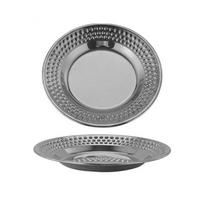 Decorative Stainless Stee Dinner Plate Portable Hammer Pattern Dessert Snack Dish Round Thickened Fruit Plate Tableware Supplies 22cm sidabras