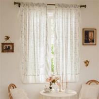 Sodybos raukiniai užuolaidos, Prancūziško kaimo gėlių užuolaida svetainei, miegamajam, Šviesą praleidžiančios Shabby Chic langų užuolaidos W150xH60cm&Rod Pocket