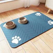 Pet Feeding Mat-Absorbent Waterproof Rubber Backing Quick Dry Water Mat For Pet Placemat For Food And Water Bowl With Dog Cat