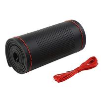1PC Ultra Fine Genuine Leather Steering Wheel Cover DIY Hand Woven Breathable Protective Cover with Needle And Thread