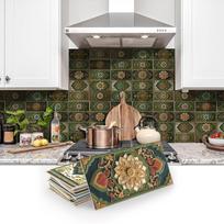 European Mandala Self-Adhesive Tile Wall Stickers, Kitchen, Living Room and Bathroom Wall Decoration, PET Thickened Wallpaper (as the picture,16pcs)