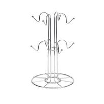 Stylish Iron Tree Shape 8 Mug Holder Fine Workmanship Silver Tea Cup Storage Rack Rust Resistant Mug Organizer Bar