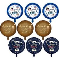 9Pcs 18-Inch Father's Day Foil Balloon Set,  World's Best Dad  Round Mylar Balloons, Elegant Party Decorations for Men's Birthday Other