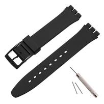 Silikoninė laikrodžio apyrankė 16mm 17mm 19mm 20mm Swatch laikrodžiams Spalvinga sportinė apyrankė Guminė pakaitinė apyrankė Apyrankės Laikrodžio aksesuarai 16mm juoda
