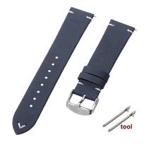 18mm 20mm 22mm Watch Strap Quick Release Brown Watchband Soft Leather Bands for Omega Business Wristband for Seiko 5 Bracelet 20mm mėlyna