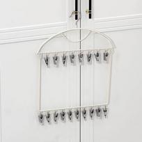18 Clips Socks Drying Rack Large Capacity Stainless Steel Underwear Drying Clips Folding Space Saving abrikosas