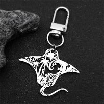 Cute Manta Ray Sea Devil Fish Pendant Necklace For Women Men Stainless Steel Gold Silver Color Coconut Tree Nature Chain Jewelry