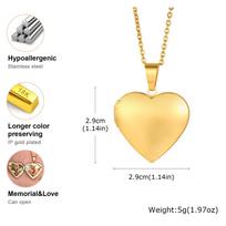 Vnox Stainless Steel Heart Locket Necklace Pendant with Photo Frame, Elegant Gold Plated Design Womens Gift 50cm